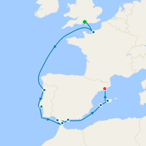 France, Spain & Portugal from Southampton to Barcelona with Stay
