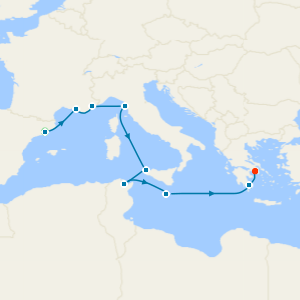 Heart of the Mediterranean from Barcelona to Athens (Piraeus) with Stay