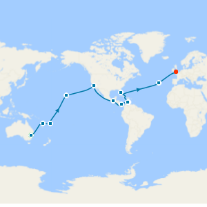 Sydney Stay, Fiji, Honolulu, USA & Aruba to Southampton