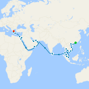 Vietnam, Cambodia, Thailand, India, Arabia & Egypt from Hong Kong to Athens