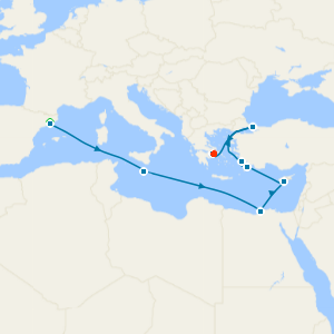 Eastern Mediterranean, Egypt & Istanbul Overnights with Barcelona and Athens Stays