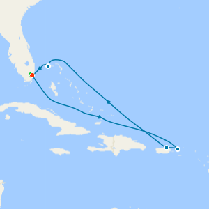 Eastern Caribbean & Fun day at Celebration Key from Miami with 1nt Stay