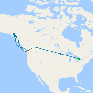 Toronto, Niagara Falls & GoldLeaf Rocky Mountaineer from Banff to Vancouver &  Alaska with Inside Passage from Vancouver