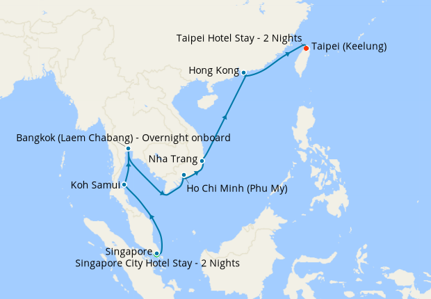 Hong Kong, Thailand & Vietnam fr. Singapore to Taipei with Stays ...