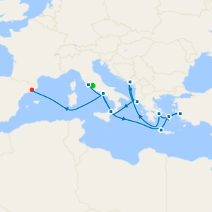 Mediterranean with Greek Isles, Italy & Turkey from Rome with Stay