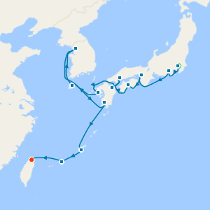Kobe, Hiroshima, Nagasaki & Kagoshima from Tokyo to Taipei with Stays