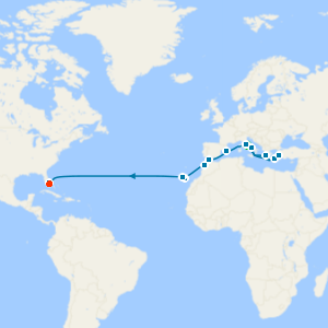 Mediterranean, Aegean & Moroccan Passage from Rome with Rome & Miami Beach Stays