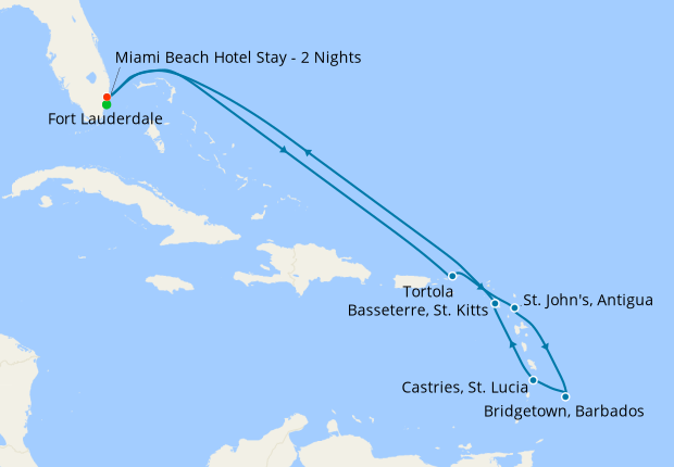 Southern Caribbean from Ft. Lauderdale with Miami Beach Stay, Celebrity ...