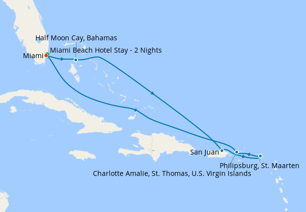 Eastern Caribbean with Miami Beach Stay, Carnival Cruise Line, 17th