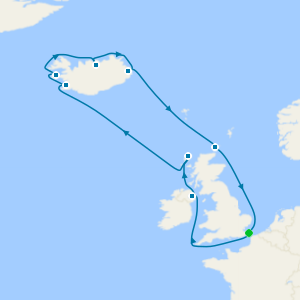 Iceland and British Isles from Dover