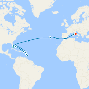 Southern Caribbean, Martinique & Western Mediterranean Passage with Miami Beach Stay