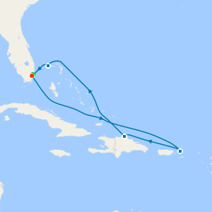 Eastern Caribbean & Fun day at Celebration Key with Miami Beach Stay