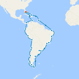 South America, Panama Canal & Caribbean with Miami Beach Stay