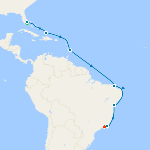 Caribbean & South America with Miami Beach and Rio de Janiero Stays