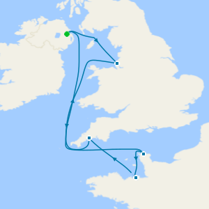 Coastlines of Cornwall & Northern France from Belfast