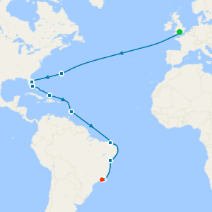 Caribbean & South America from Southampton to Rio de Janerio with Stay