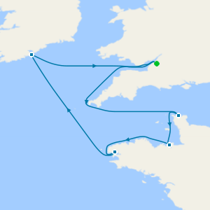 Coastlines of France & Ireland from Bristol