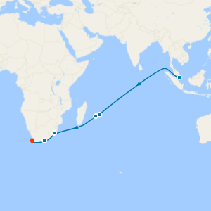 Singapore Stay, Indian Ocean & Mauritius to Cape Town