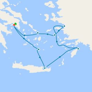 Santorini, Crete & Mykonos from Athens with Stay