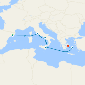 Rome, Mykonos & the Amalfi Coast with Barcelona and Athens Stays