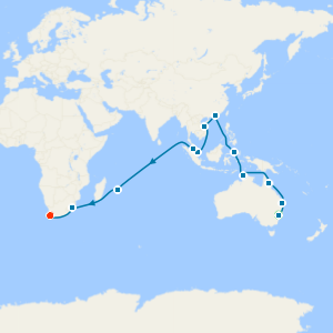 Australia, Asia & Mauritius fr. Sydney to Cape Town with Stays