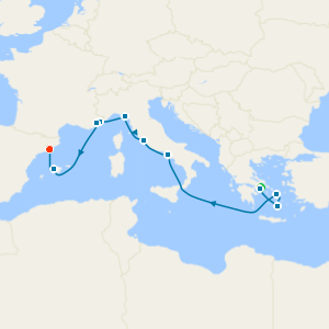 Greece, Italy & France with Athens and Barcelona Stays