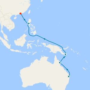 World Cruise Sector from Brisbane to Hong Kong with Stay