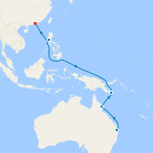 World Cruise Sector fr. Brisbane to Hong Kong with Stays