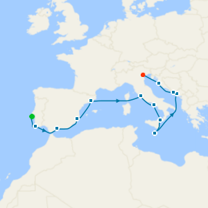 Atlantic to Adriatic Sea from Lisbon