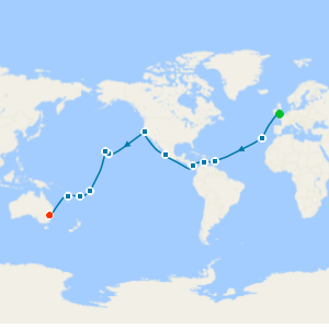 World Cruise Sector fr. Southampton to Sydney with Stay