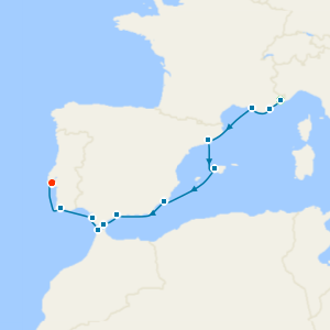 Passage to Portugal from Monte Carlo with Nice and Lisbon Stays