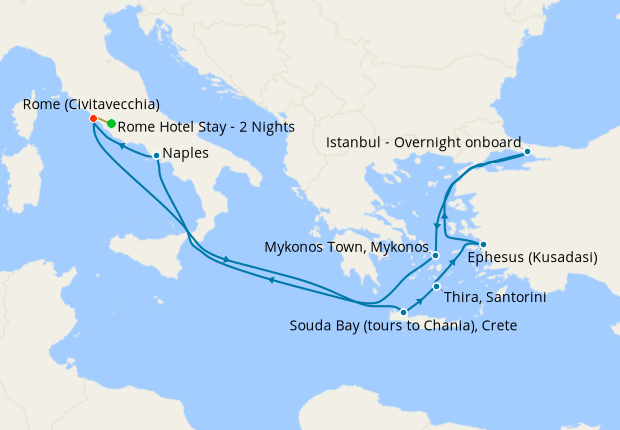 Greece, Turkey & Italy from Rome with Stay, Celebrity Cruises, 4th July