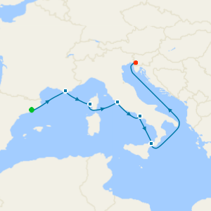 Italy and France cruise from Barcelona to Ravenna