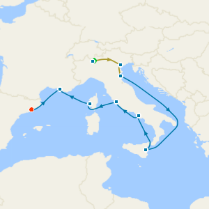 Lake Como, Venice & Barcelona Stays with Italy & France from Ravenna