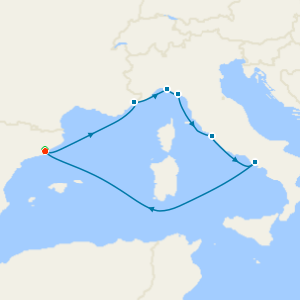 Italy, Spain & French Riviera from Barcelona with Stay