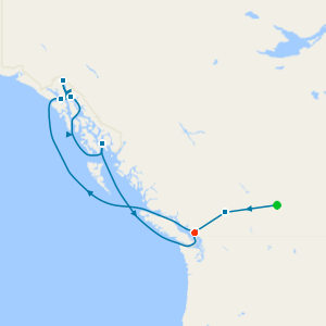 Rocky Mountaineer from Banff to Vancouver, Alaska & Dawes Glacier with Stays