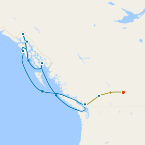 Alaska Inside Passage from Vancouver & Rocky Mountaineer from Vancouver to Banff