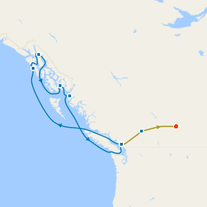 Alaska Inside Passage from Vancouver & Rocky Mountaineer from Vancouver to Banff