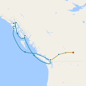 Alaska Inside Passage from Vancouver & Rocky Mountaineer from Vancouver to Banff