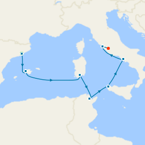Western Med from Barcelona to Rome with Stays