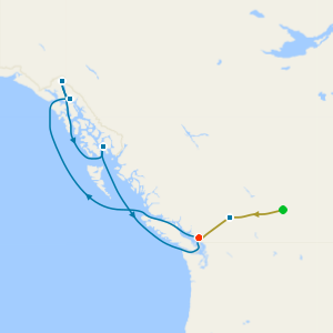 Rocky Mountaineer from Banff to Vancouver & Alaska with Dawes Glacier 