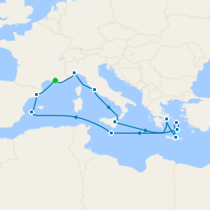 France, Italy, Greece, Malta, Balearic Islands & Spain from Marseille