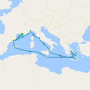 France, Spain, Balearic Islands, Malta, Greece & Italy from Marseille