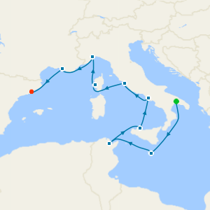 Malta, Italy, France & Spain from Taranto