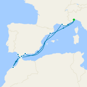 Italy, Spain, Morocco, Gibraltar & France from Savona