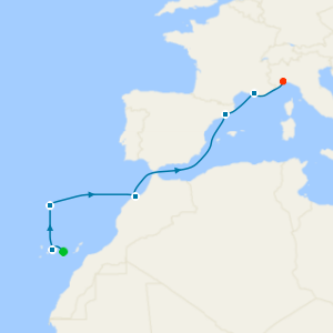 Canary Islands, Madeira, Morocco, Spain, France & Italy from Las Palmas