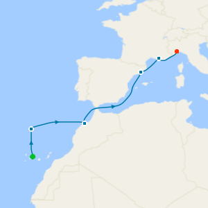 Canary Islands, Madeira, Morocco, Spain, France & Italy from Tenerife