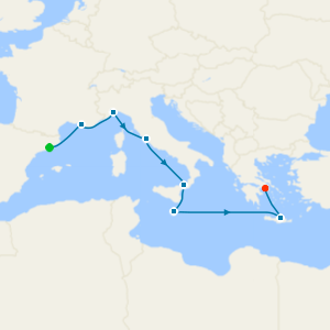 Spain, France, Italy, Malta & Greece from Barcelona