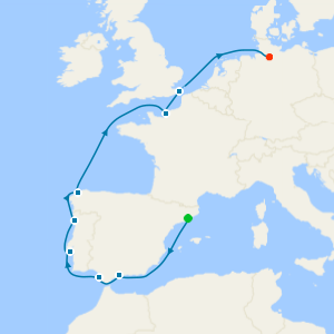 Spain, Portugal, France, England & Germany from Barcelona