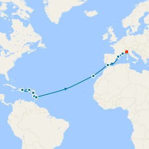 Antilles, Canary Islands, Morocco & Spain from Guadeloupe to Savona